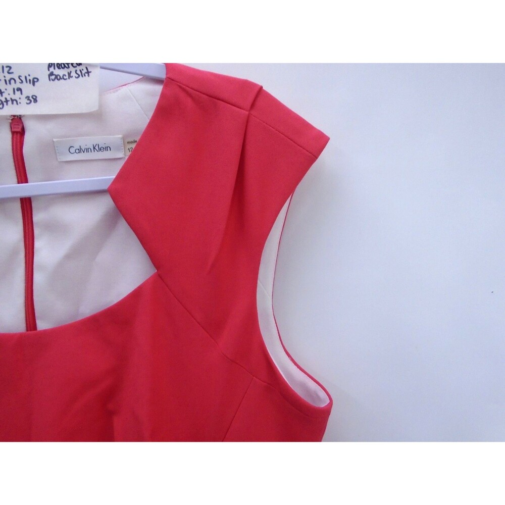 Calvin Klein Sheath Dress Womens Size 12 Side Ruched Horseshoe Neck Sleeveless - Picture 7 of 14